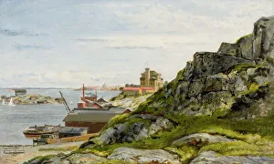 Sveaborg Prints: View from Eteläsatama to Suomenlinna, 1890-1899. Creator: Johan Knutson