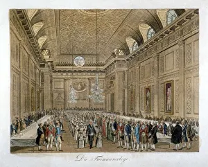 Holborn Prints: View of an event in the Freemasons Hall, Great Queen Street, Holborn, London, c1810
