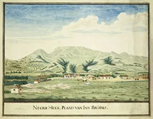 Settlers Prints: View of the farm of Jan Bruins at Noordhoek