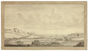 Farm Building Prints: View of Farm Land Near the Sea, c. 1770. Creators: Unknown, M. Venner