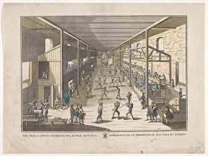 Fencing Prints: View of a fencing school, 1700-1799. Creator: Remondini family