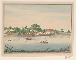 Ceylon Sri Lanka Prints: View of a ferry house at the Grote Pas at Colombo, c.1750. Creator: Anon