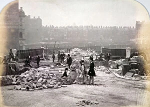 Under Construction Gallery: View of figures on Holborn Viaduct during its construction, City of London, 1870
