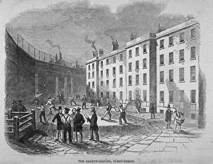 View of Fleet Prison and the tennis ground, City of London, 1845