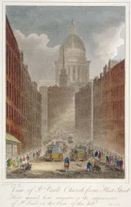 View along Fleet Street towards St Pauls Cathedral, City of London, 1805