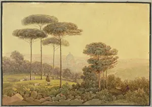 View of Florence from a tree-covered hilltop, 19th century. Creator: Unknown