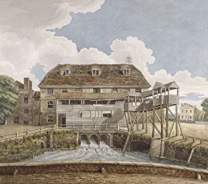 Mill Prints: View of a flour mill at Isleworth, Middlesex, 1795