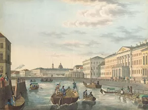 View of the Fontanka River in Saint Petersburg, 1820s. Artist: Anonymous