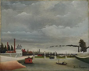 Primitivism Collection: View of the Footbridge at Passy, 1890-1891. Creator: Rousseau, Henri Julien Felix (1844-1910)