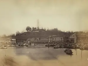 Southeast Asia Prints: A view of Fort Canning from the Singapore River, between 1860 and 1900. Creator: Unknown