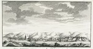 Great Northern Expedition Gallery: View of the fortress of Udinskoye, ca 1735. Artist: Lursenius, Johann Wilhelm (1704-1771)