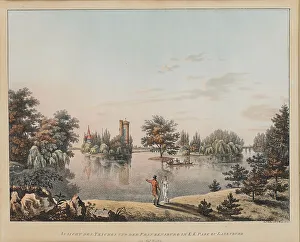 View of the Franzensburg in the castle gardens of Laxenburg, 1815. Creator: Welker, Ernst (1784-1857)