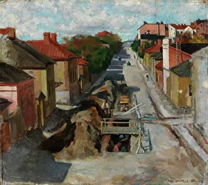 Roadworks Prints: View from Fredrikinkatu, 1883. Creator: Akseli Gallen-Kallela