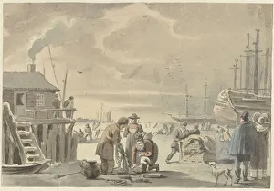 View of the frozen Merwede near Moerdijk, 1720-1792. Creator: Aert Schouman