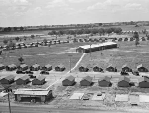 Refugee Gallery: View of FSA camp Farmersville seen from water tower, Tulare County, California, 1939
