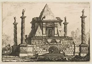 Pyramid Gallery: View of a Funerary Monument and Crypt, ca. 1760. Creator: Pierre Moreau