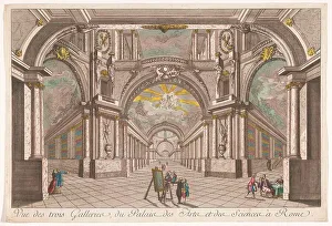 Bookshelves Prints: View of the three galleries of the Palace of Art and Science in Rome