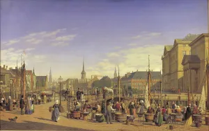 Copenhagen Kobenhavn Denmark Prints: View from Gammel Strand towards Christiansborg, 1868. Creator: Heinrich Hansen