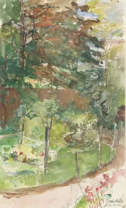 Private Prints: View in garden, 1872-1950. Creator: Barbara Elisabeth van Houten
