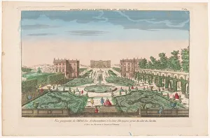 Garden Design Prints: View of the garden and the Hotel des Ambassadors in Spain, 1700-1799. Creator: Anon