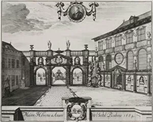 Architectural Drawing Gallery: View of the Garden of the Rubenshuis, Antwerp, 1675-1732. Creator: Jacobus Harrewijn