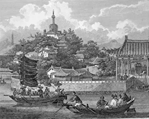 William Alexander Prints: Detail of a view of the gardens of the Imperial Palace, Peking, China, 1796. Artist