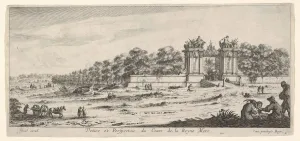 Henriet Prints: View of the gate of the residence of the Queen Mother, from the series Views and new