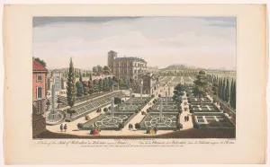 Flower Beds Prints: View of the Giardini Vaticani in Vatican City, 1750. Creator: Thomas Bowles