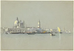 Campanile Prints: View across the Giudecca Canal toward the Salute and the Campanile of San Marco