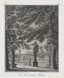 Riverside Gallery: View of the Grand Basin of the Tuileries (behind the statue of Autumn), ca. 1803