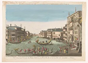 View of the Grand Canal with gondolas, the Palazzo Balbi and the Ponte Rialto in... 1700-1799. Creator: Anon
