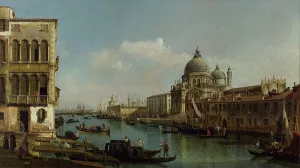 Gondolas Prints: View of the Grand Canal: Santa Maria della Salute and the Dogana from Campo Santa