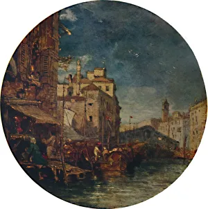 A View on the Grand Canal, Venice, with the Rialto in the distance, c1850, (1935). Artist: James Holland