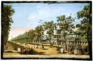 Bandstand Collection: View of the Grand Walk etc in Vauxhall Gardens taken from the Entrance, London, c1760