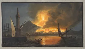 View of the great eruption of Vesuvius from the mole of Naples in the night of the 20th October
