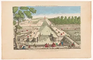 Hydraulic Prints: View of the great and the Pavillon de Manse in Chantilly, 1700-1799. Creator: Anon
