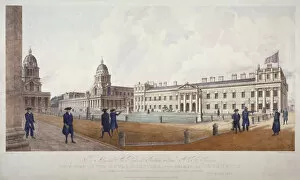 Pensioner Gallery: View of Greenwich Hospital with residents in the foreground, London, 1830
