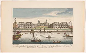 View of Greenwich Hospital on the River Thames at Greenwich, 1751. Creator: John June
