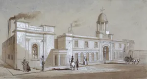 Distillery Prints: View of Grimble and Booths distillery on Albany Street, St Pancras, London, c1830