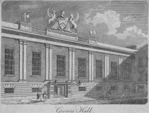 Grocers Hall Prints: Front view of Grocers Hall, City of London, 1812