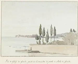 Tyrrhenian Sea Prints: View of the Gulf of Gaeta opposite the posthouse at Gaeta pier