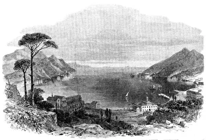 Stone Pine Prints: View of the Gulf of Spezia: showing the house at Varignano in which Garibaldi is confined