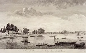 Boydell Prints: View of Hammersmith with water craft on the River Thames, Hammersmith, 1752. Artist