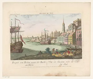 Imperial Franciscan Academy Prints: View of the harbor in Boston, 1755-1779. Creator: Franz Xavier Habermann