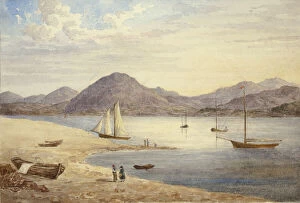 View of Harbor with Four Sailboats, n.d. Creator: Elizabeth Murray