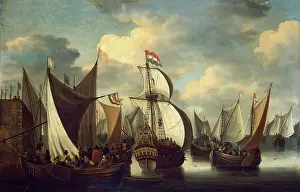 Marine Prints: View of a Harbour, 1650. Creator: Jacobus Storck