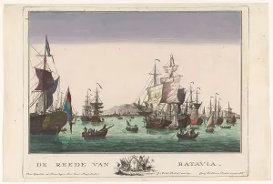 Vereenigde Oostindische Compagnie Prints: View of the harbour in Batavia, 1742-1801. Creator: Georg Mathaus Probst