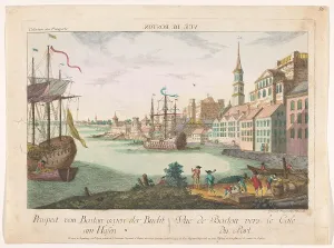 Export Prints: View of the harbour in Boston, 1755-1779. Creator: Franz Xavier Habermann
