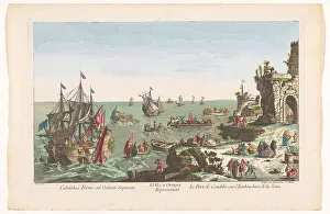 Joseph Vernet Prints: View of the harbour in Caudebec near the mouth of the Seine River