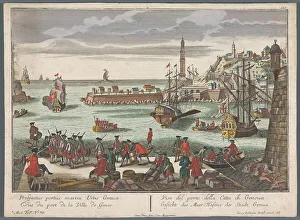 Genoa Liguria Italy Prints: View of the harbour in Genoa, 1742-1801. Creator: Anon
